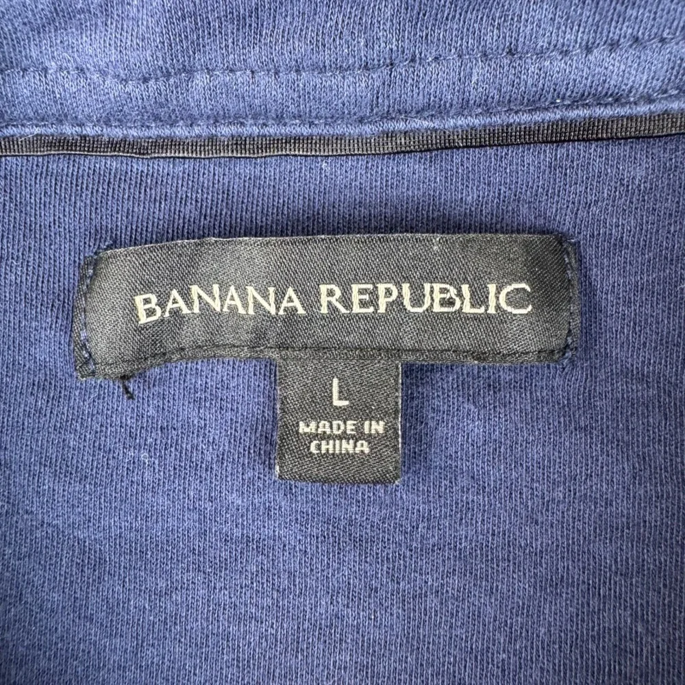 Banana Republic Polo Shirt Mens Large Navy Blue Long Sleeve Cotton Jersey